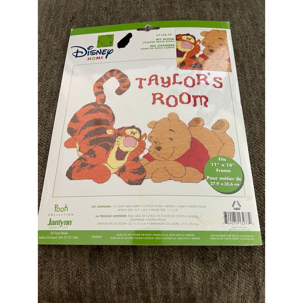 Vtg Janlynn Disney Home Winnie the Pooh Tigger My Room Cross Stitch Kit 1132-77